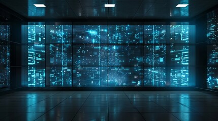 Fototapeta premium digital AI wall with copy space