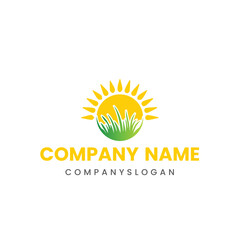 Sun grass logo design, vector logo design, illustration 