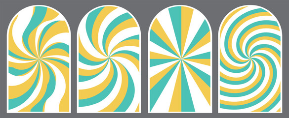 Pastel Yellow and Blue Psychedelic Swirls Arch Frames