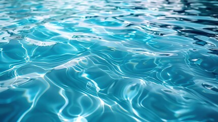 Blue water surface with bright sun reflections.