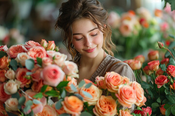 A florist creating a floral arrangement for a wedding.