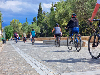 bikers bikes tourists adult in athens greece