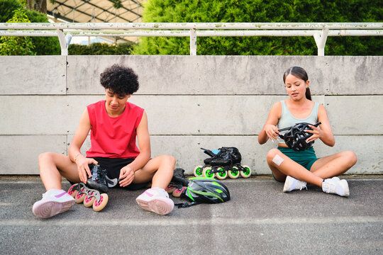 Enthusiastic teenage athletes getting ready to train