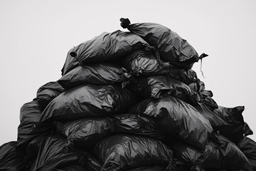 Stack of black garbage bags