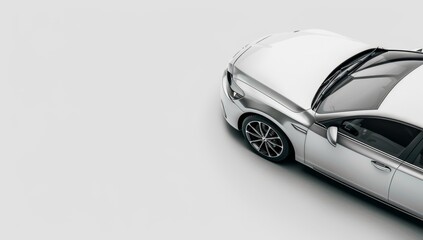 A silver car, side view on white background Generative AI
