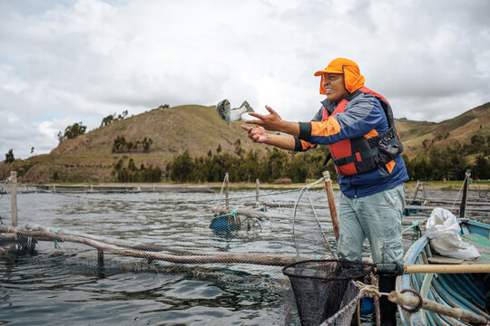 worker in a fish farm