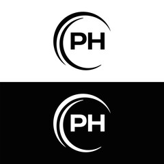 PH logo. P H design. White PH letter. PH, P H letter logo design. P H letter logo design in FIVE, FOUR, THREE, style. letter logo set in one artboard. P H letter logo vector design.
