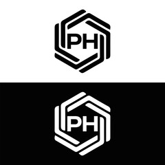 PH logo. P H design. White PH letter. PH, P H letter logo design. P H letter logo design in FIVE, FOUR, THREE, style. letter logo set in one artboard. P H letter logo vector design.