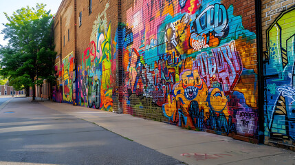 Fototapeta premium Graffiti art on the walls, decorations that create beauty for buildings