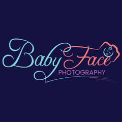 New Born Baby photography unique studio logo, camera with little baby face newborn photography signature logo