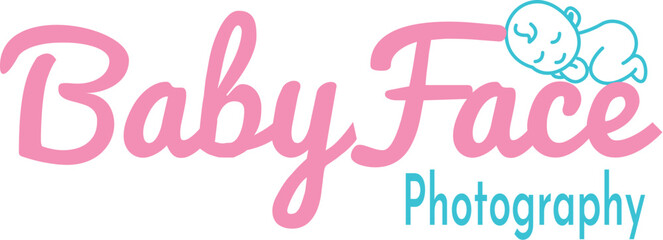 Newborn Photography studio logo template, New born baby face photography signature logo