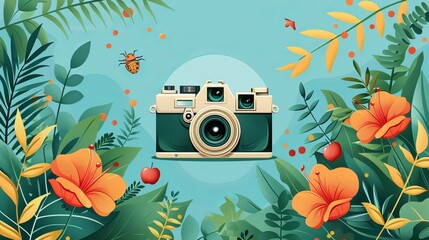 world photography day social media post template design for world photography day. illustration of a hand holding a camera poster and banner 