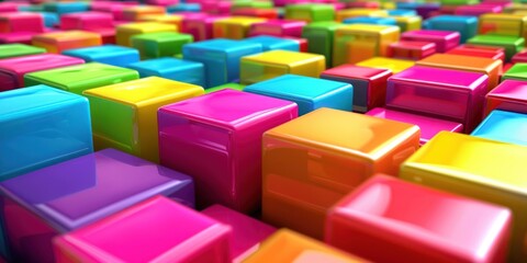 Obraz premium Vibrant Cubic Convergence: A Kaleidoscope of Multicolored Blocks