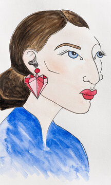 Watercolor portrait of a businesswoman
