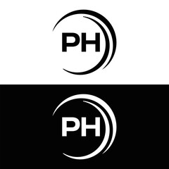 PH logo. P H design. White PH letter. PH, P H letter logo design. P H letter logo design in FIVE, FOUR, THREE, style. letter logo set in one artboard. P H letter logo vector design.