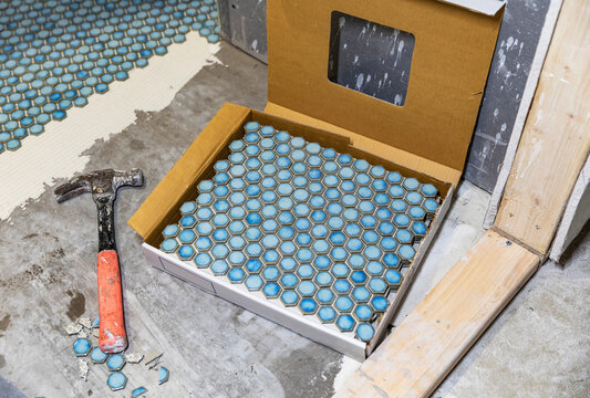 Tile Construction in Residential Home renovation sponge