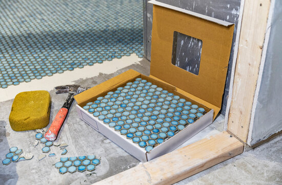 Tile Construction  Residential bathroom Improvement renovation hammer