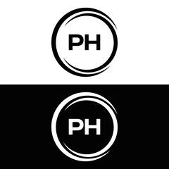 PH logo. P H design. White PH letter. PH, P H letter logo design. P H letter logo design in FIVE, FOUR, THREE, style. letter logo set in one artboard. P H letter logo vector design.