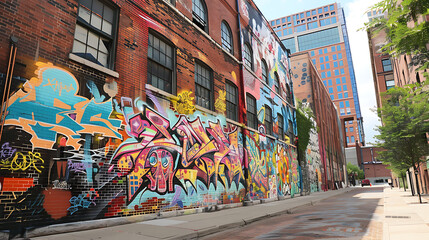 Fototapeta premium Graffiti art on the walls, decorations that create beauty for buildings
