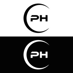 PH logo. P H design. White PH letter. PH, P H letter logo design. P H letter logo design in FIVE, FOUR, THREE, style. letter logo set in one artboard. P H letter logo vector design.