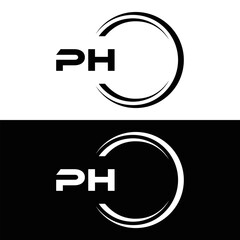 PH logo. P H design. White PH letter. PH, P H letter logo design. P H letter logo design in FIVE, FOUR, THREE, style. letter logo set in one artboard. P H letter logo vector design.