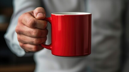 Drinking from a mug during work hours to maintain a sense of professionalism