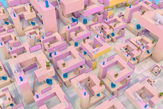 Minimalist 3d technology office space