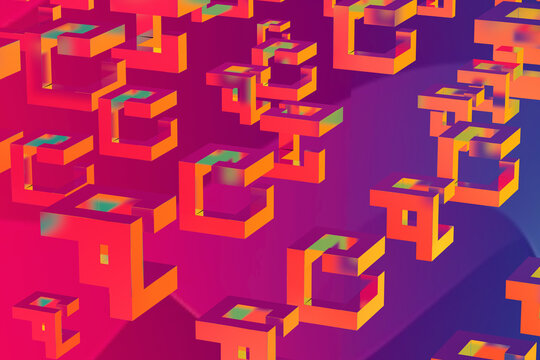 Vibrant 3d geometric shapes abstract background