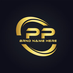 Obraz premium PP logo. P P design. White PP letter. PP, P P letter logo design. P P letter logo design in FIVE, FOUR, THREE, style. letter logo set in one artboard. P P letter logo vector design.