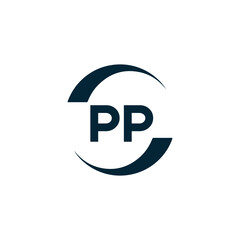 Obraz premium PP logo. P P design. White PP letter. PP, P P letter logo design. P P letter logo design in FIVE, FOUR, THREE, style. letter logo set in one artboard. P P letter logo vector design.