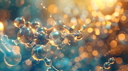 visually captivating 3D scene of insulin molecules actively engaging with sugar molecules, with metallic textures and reflective surfaces to emphasize structural intricacies and create depth and compl