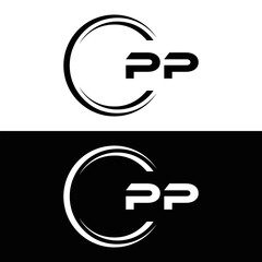 PP logo. P P design. White PP letter. PP, P P letter logo design. P P letter logo design in FIVE, FOUR, THREE, style. letter logo set in one artboard. P P letter logo vector design.