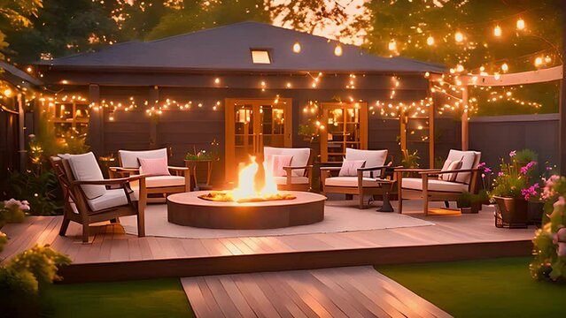Patio With Fire Pit and Chairs