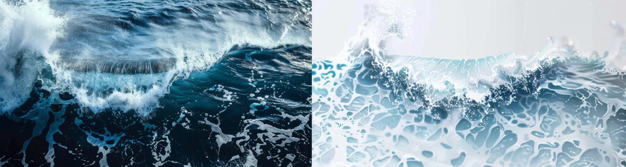 A set of PNG images featuring an ocean wave isolated on a transparent background.