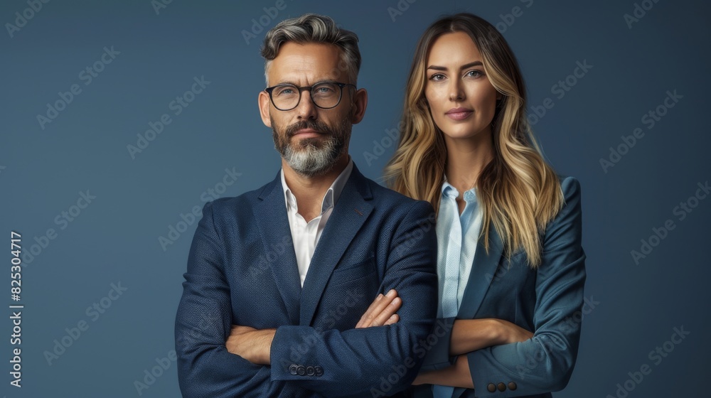 Wall mural business colleagues standing with arms crossed in studio