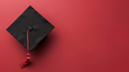 graduation cap on maroon background academic achievement and intelligence concept