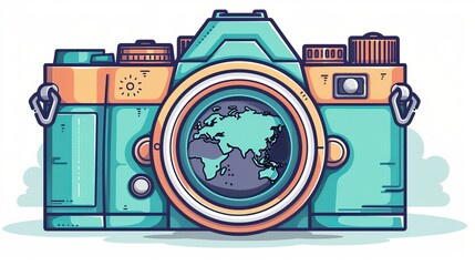 
world photography day social media post template design for world photography day. illustration of a hand holding a camera poster and banner 
