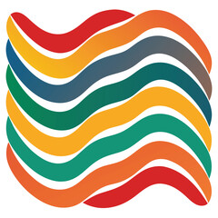 abstract colorful hand drawn waves vector design on white background