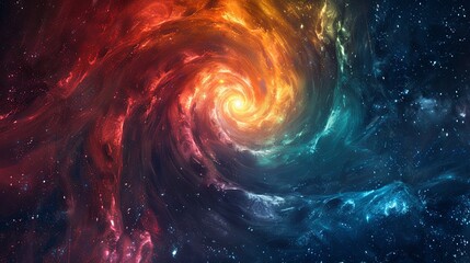 A colorful spiral of space with a red and blue swirl