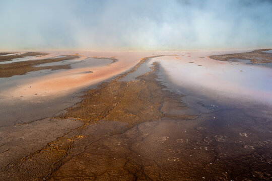 Orange Earth At The Grand Prismatic Spring In Yellowstone