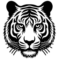 Tiger Head Vector Illustration for Tattoos, Wildlife Art, and Animal Mascots