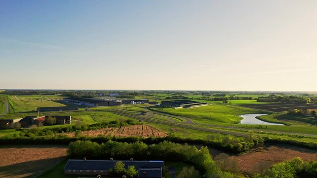 Aerial drone footage of Apple Data center in Jutland, Denmark