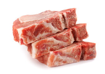 Three pork entrecote isolated on a white background.