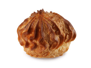 Single profiterole isolated on a white background. Mini eclair on white.