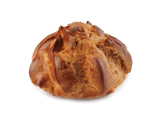 Single profiterole isolated on a white background. Eclair mini.
