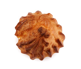 Single profiterole isolated on a white background. Eclair mini.