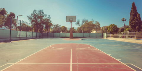 Fototapeta premium outdoor basketball court on a sunny day