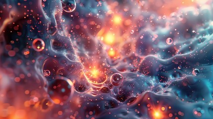 Fototapeta premium A scene of a particle swarm, with a background of particles of matter and energy