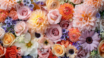 Creative flower layout with various flowers