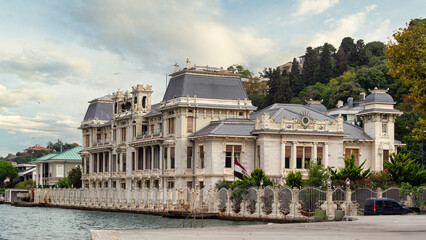 Fototapeta premium Art Nouveau style Egyptian Consulate in Istanbul, Turkey, built in 1902 for Emine Hanim, the mother of the last khedive of Egypt, Abbas Hilmi II, located in the Levent district by the Bosphorus